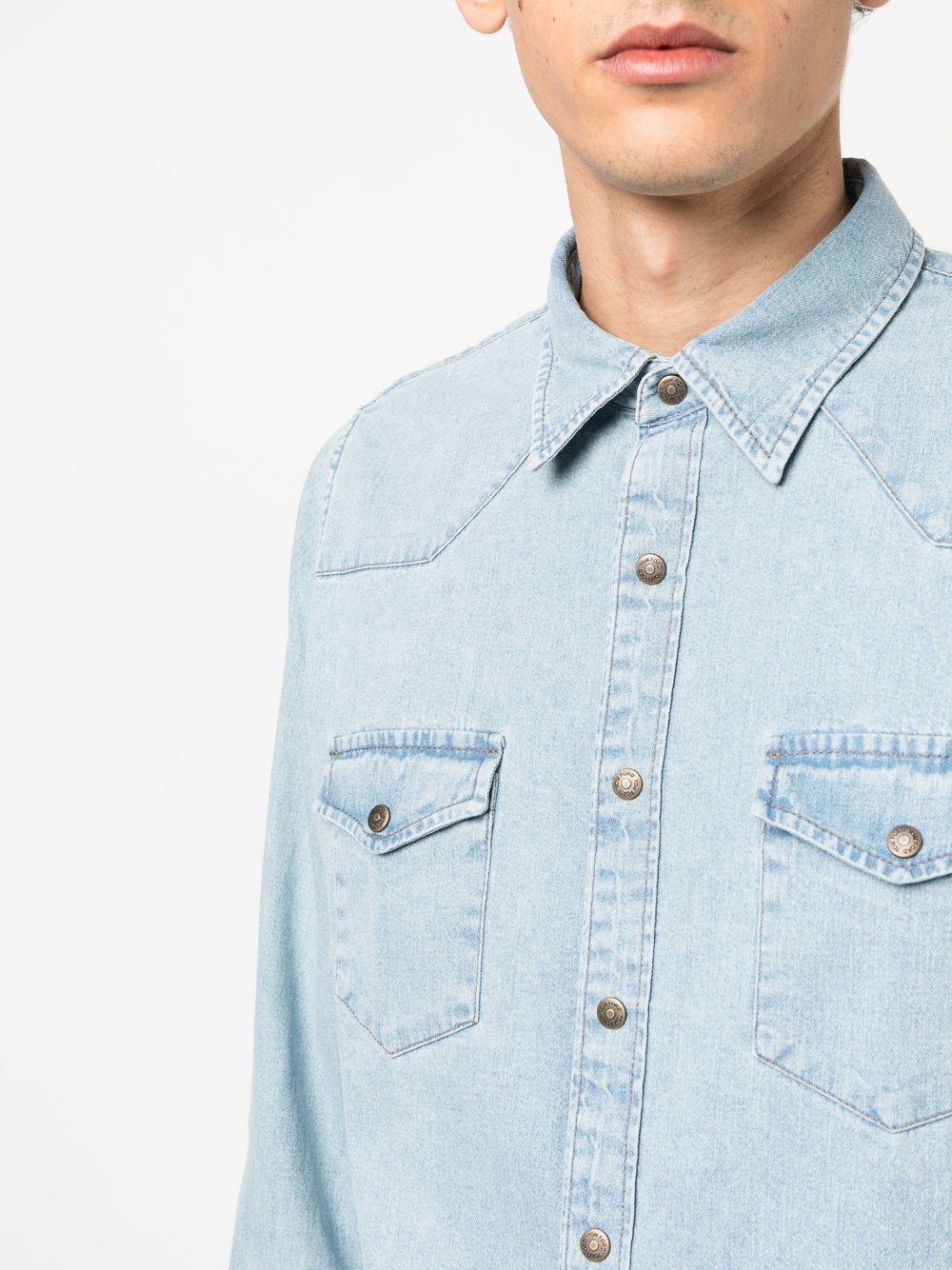 yoke-detail denim shirt - 5