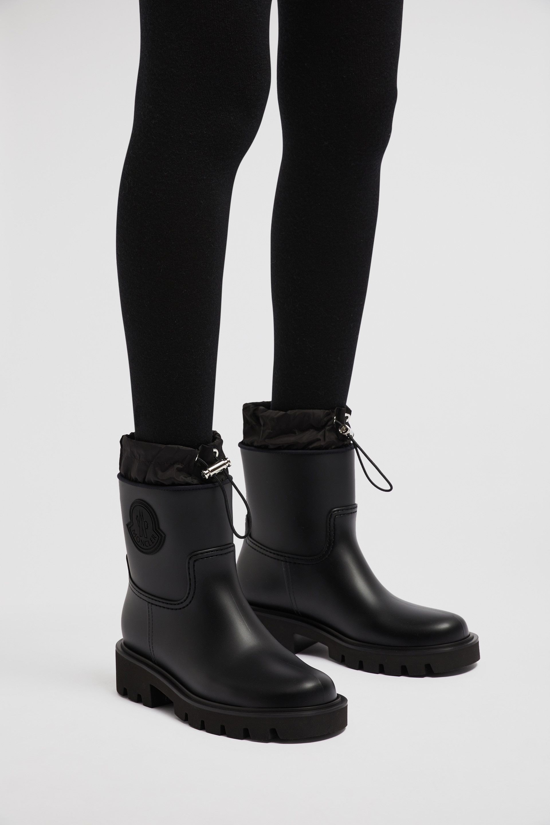 レインブーツ MONCLER Black rubber Kickstream ankle boots Moncler: Black Kickstream Rain Boots | SSENSE