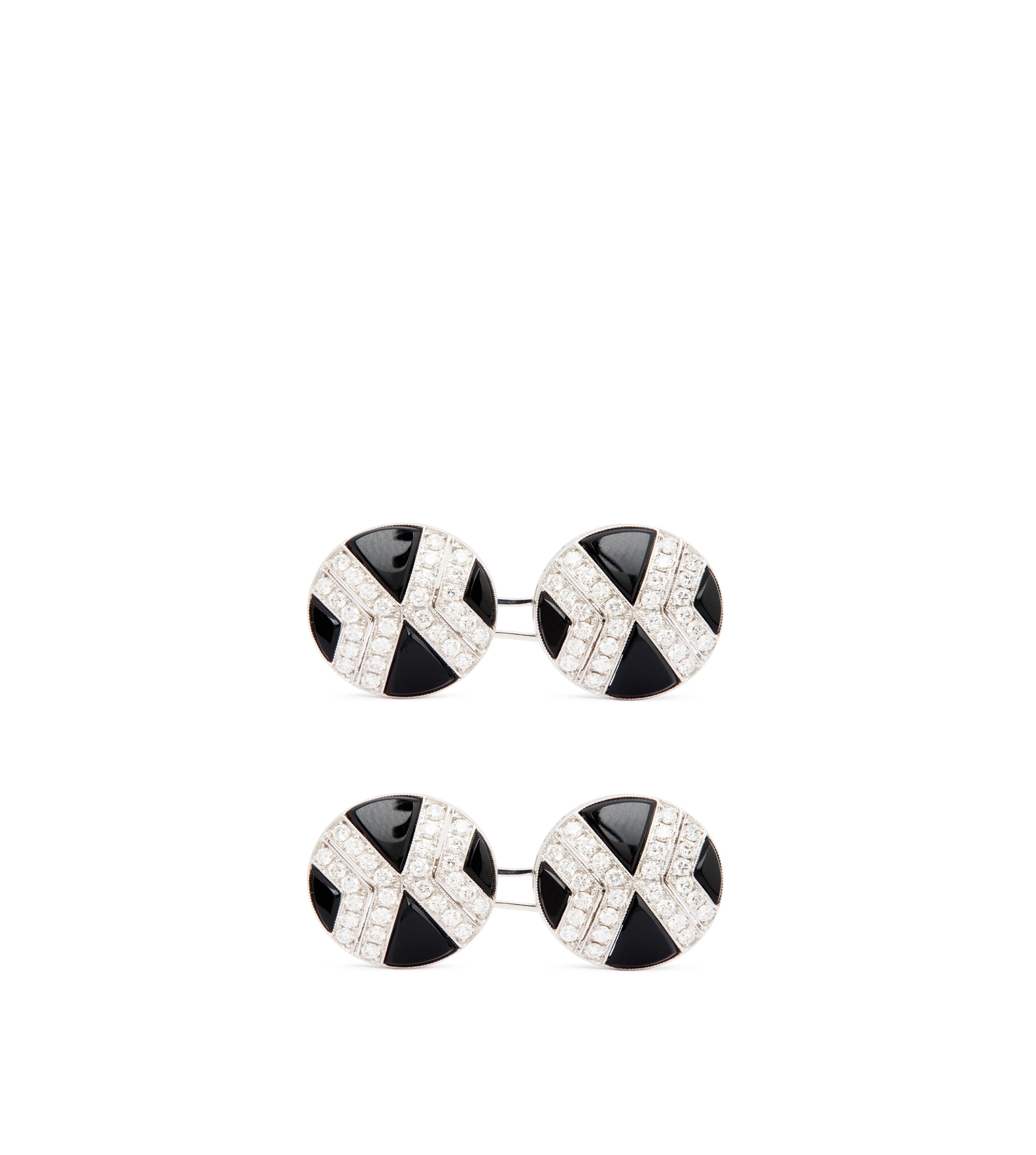 DIAMOND ROUND CUFFLINKS - 3