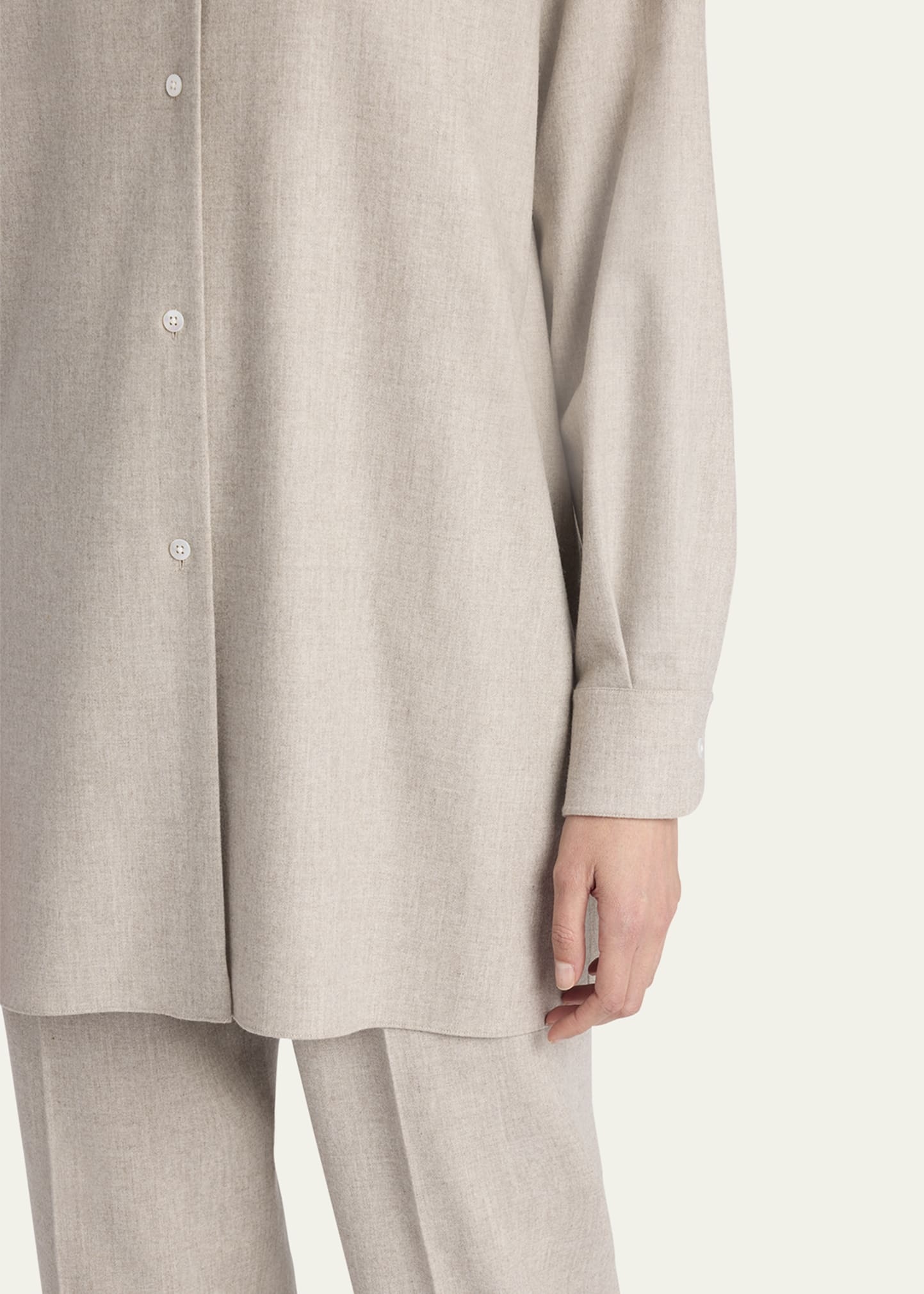 Komako Button Down Wool Cashmere Blouse - 5