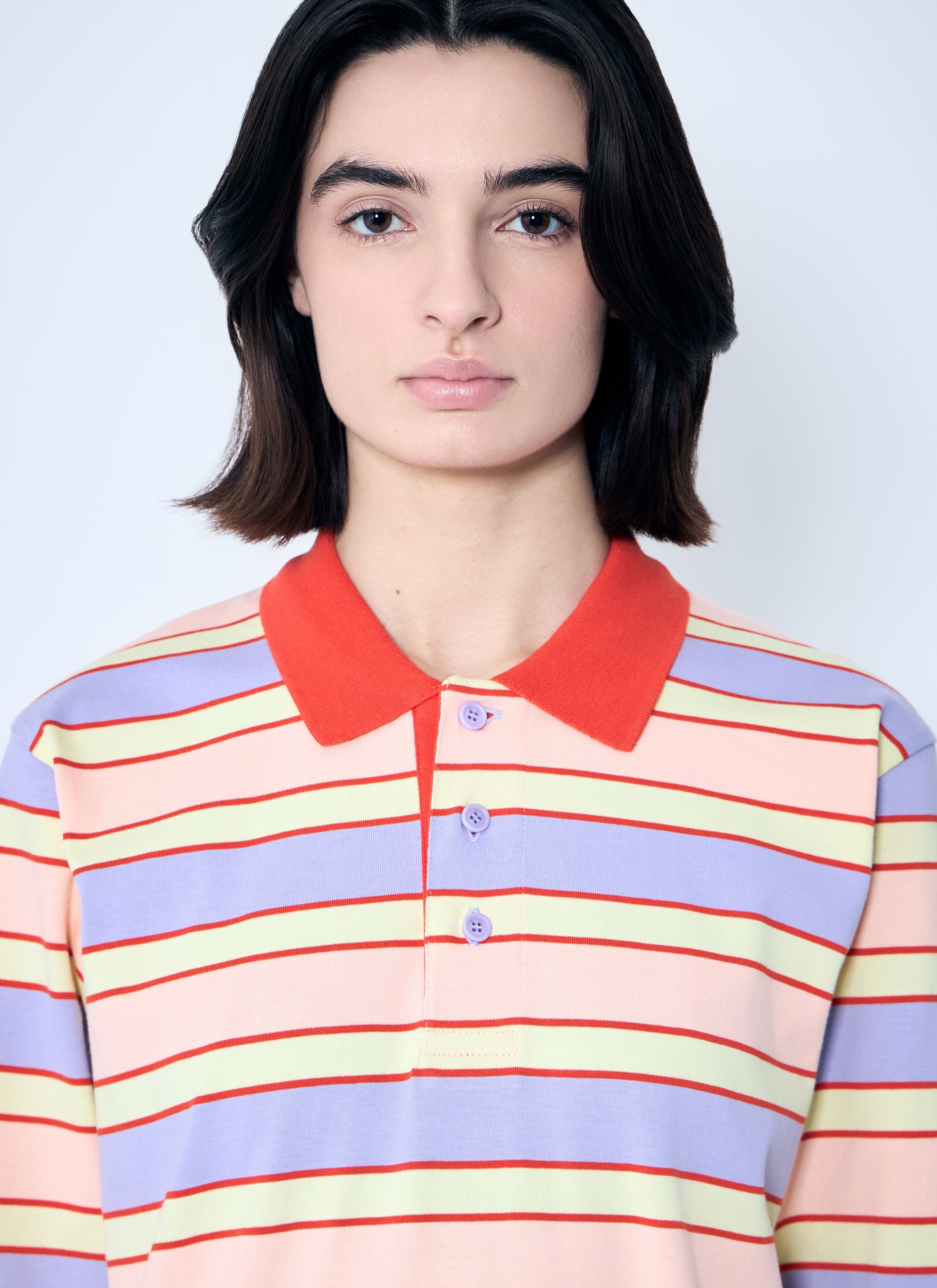 J.W. ANDERSON - Jw Anderson Women Striped Polo Shirt With Contrast Trims - 5
