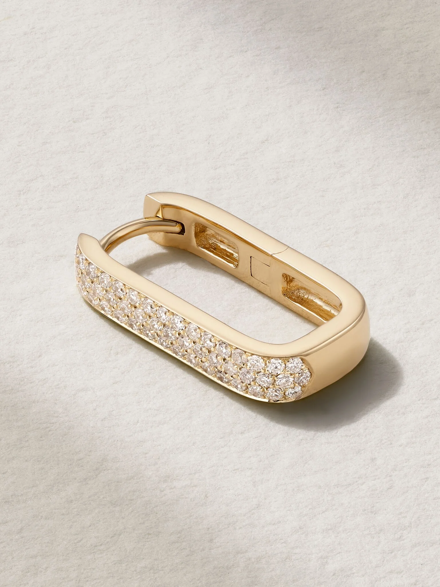 Mini 14-karat gold diamond single hoop earring Gold - 1