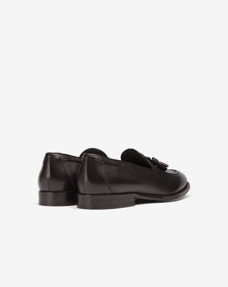 Brown antiqued leather tassel loafer 3