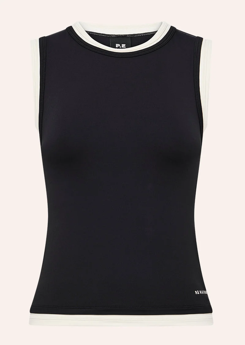 FOUNDATION LAYER MUSCLE TANK IN BLACK & WHISPER WHITE - 1