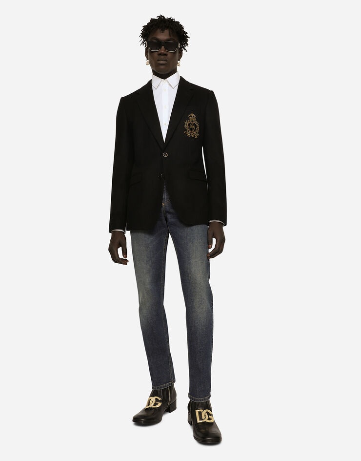 Single-breasted wool and cashmere jacket with DG patch - 5