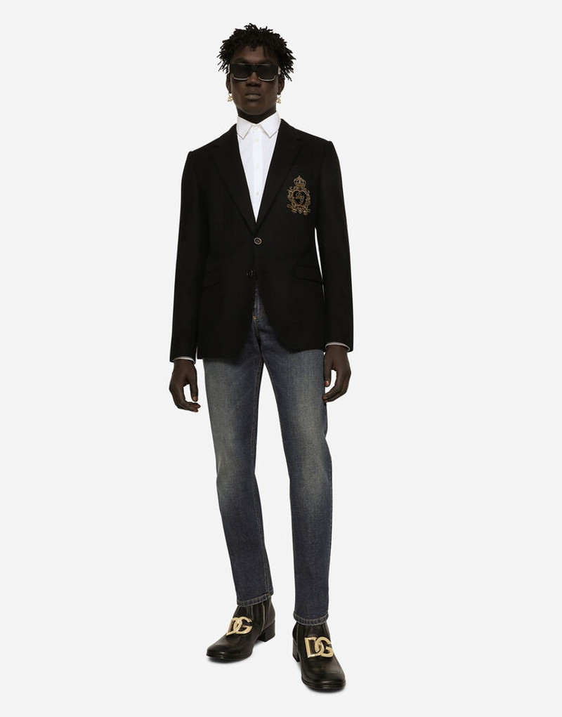 Single-breasted wool and cashmere jacket with DG patch 5