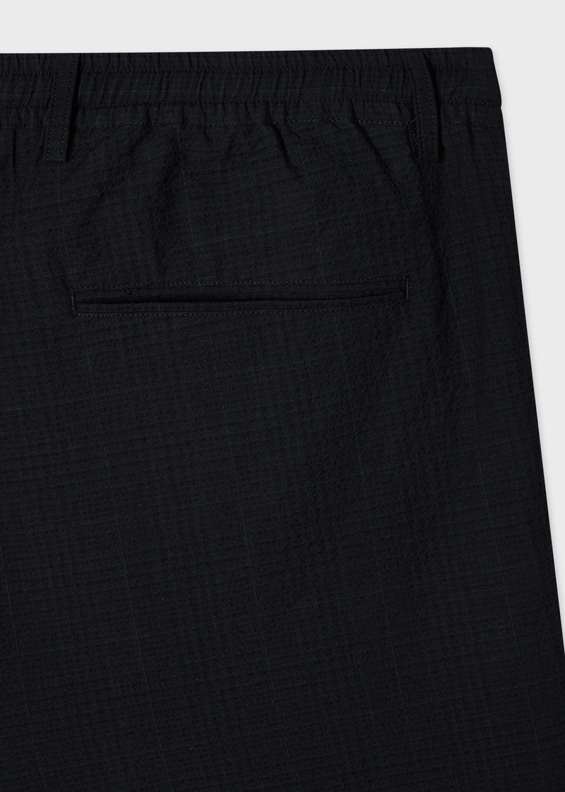 Paul Smith Navy Seersucker Check Elasticated-Waist Trousers outlook