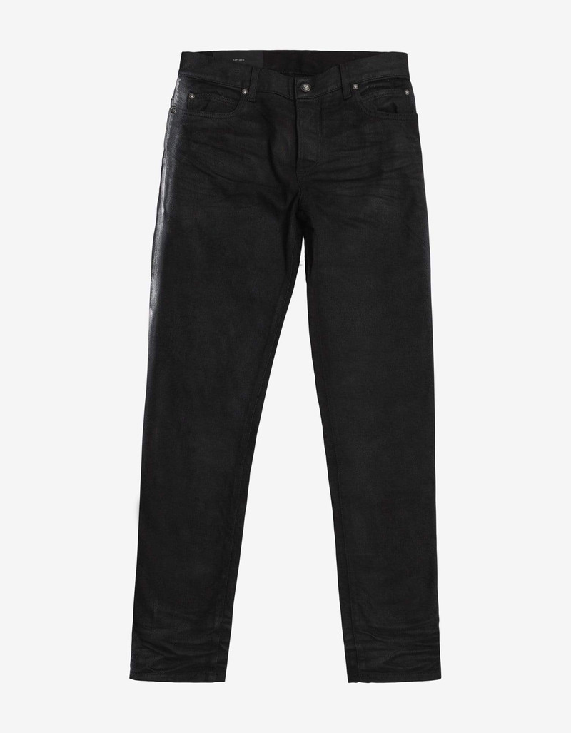 Balmain Black B Logo Spray Paint Stripe Jeans 1