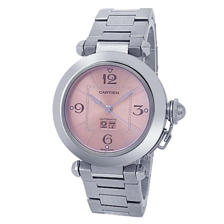 Pre-owned Cartier Pasha C Big Date Automatic Pink Dial Ladies Watch W31058M7 - 1