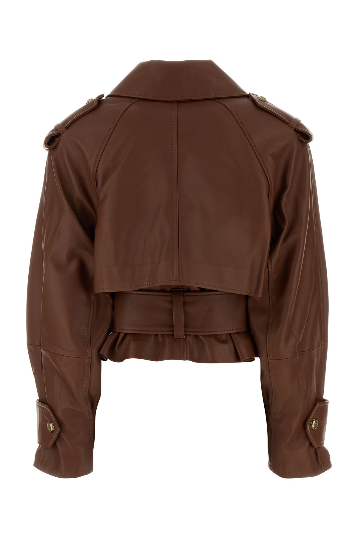 Brown leather Hypnotic trench coat - 2