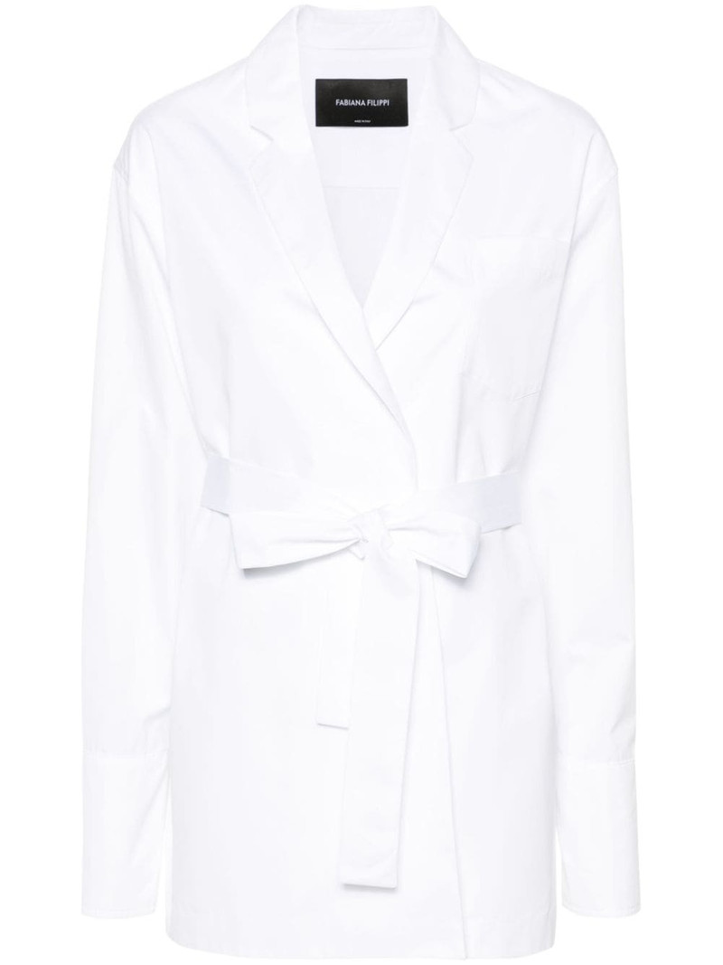 wrap-design cotton shirt jacket 1