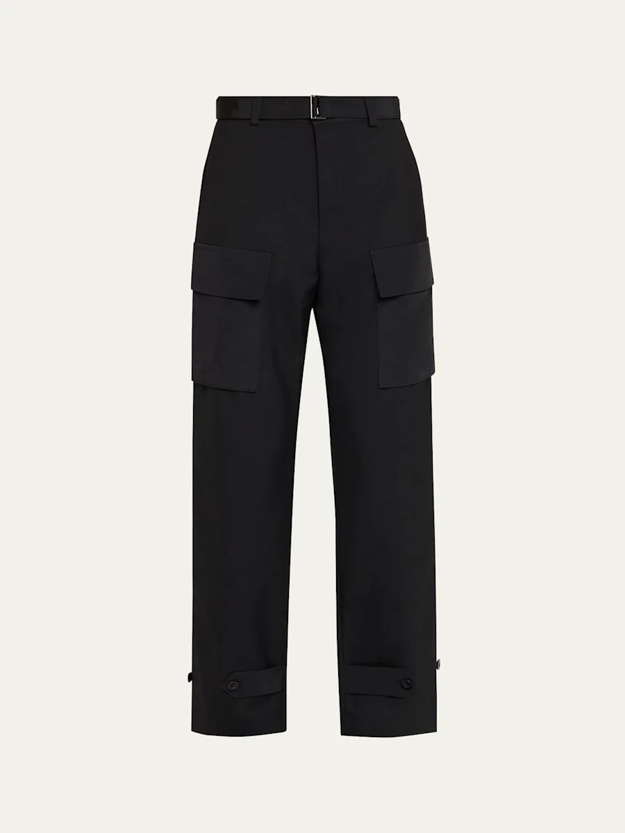 Belted Straight-Leg Ankle Cargo Trousers - 1