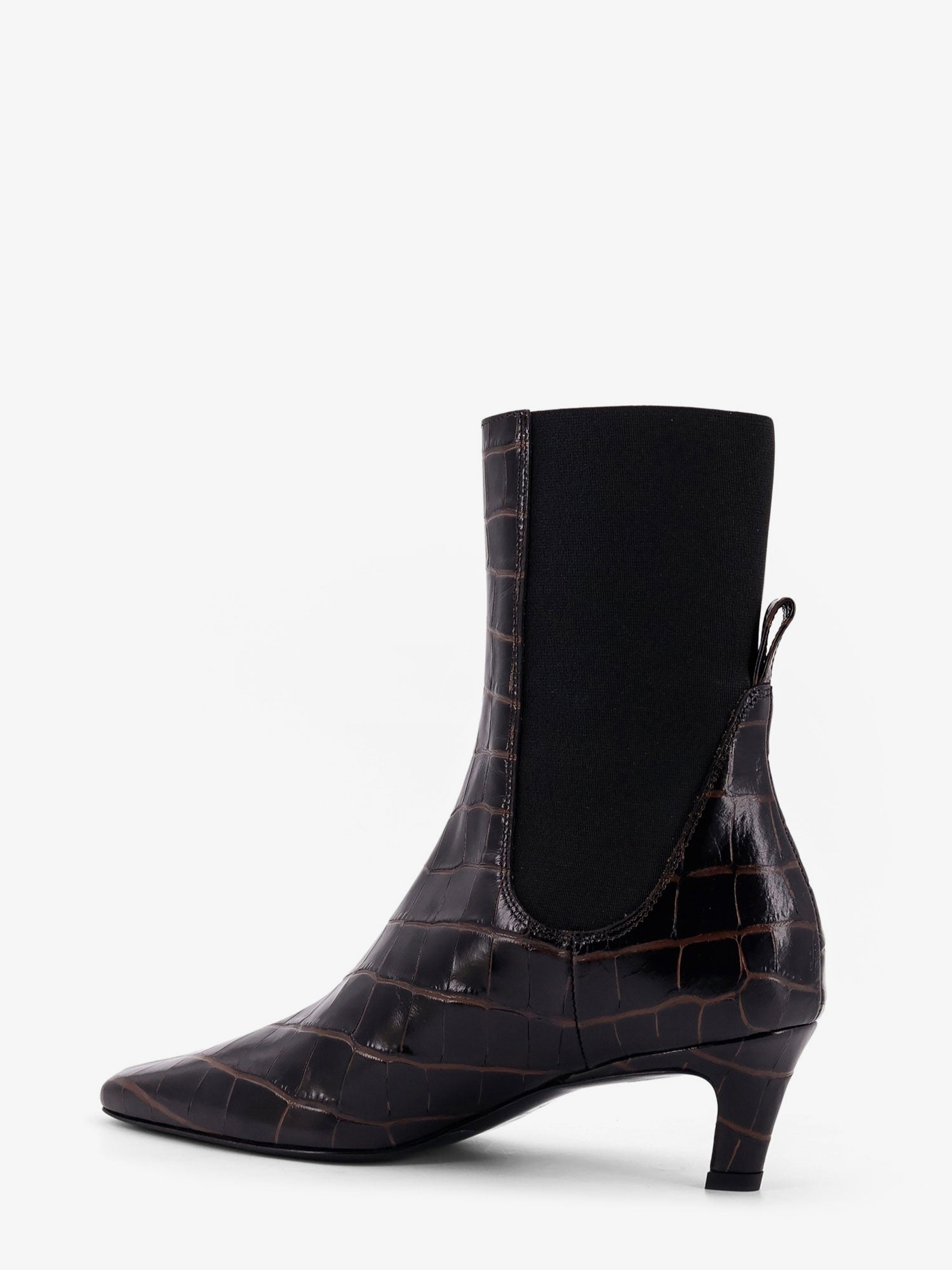Toteme The Mid Heel Boot Leather Boots With Croco Effect - 4