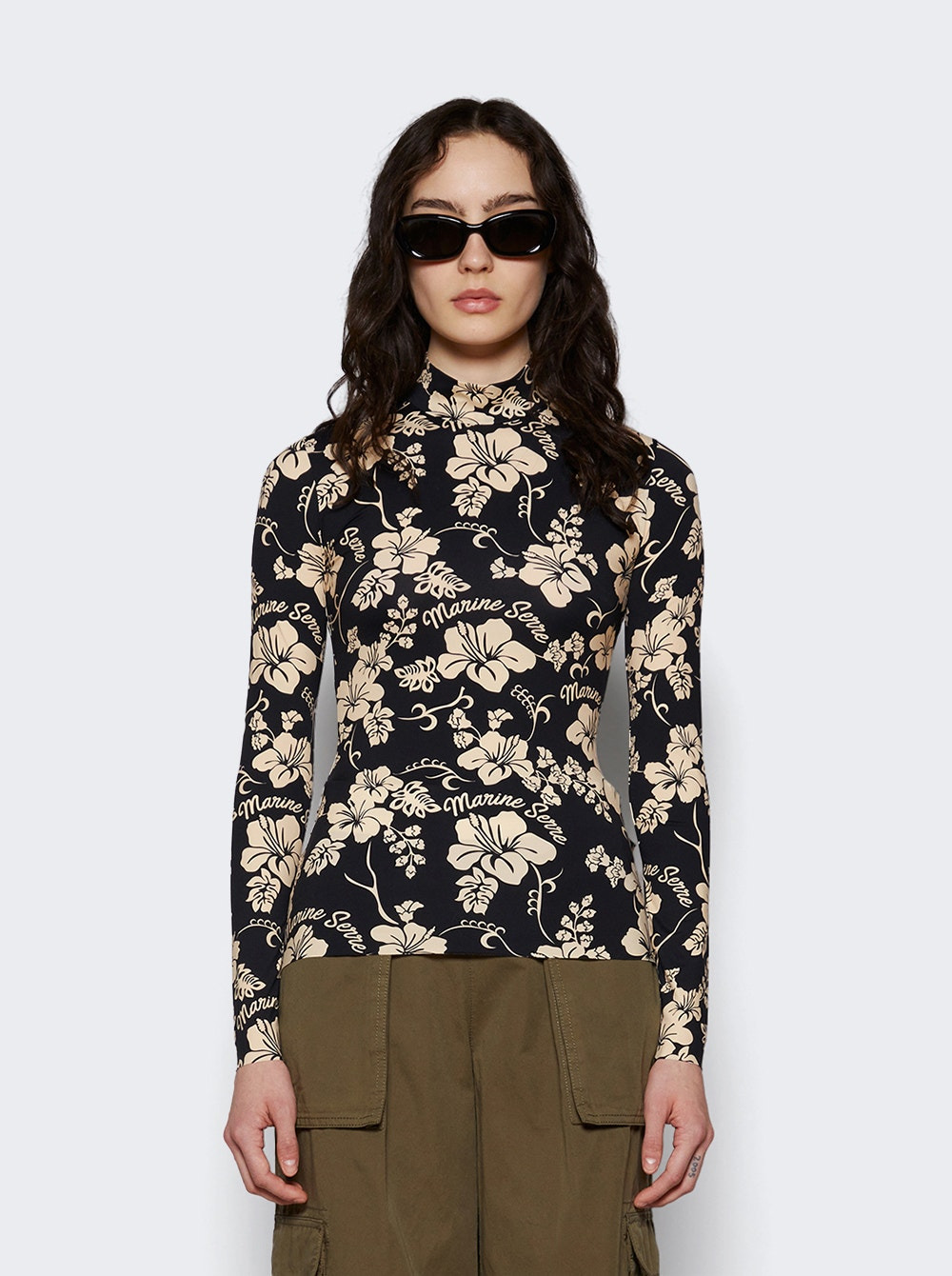 High Neck Top Black Floral - 3