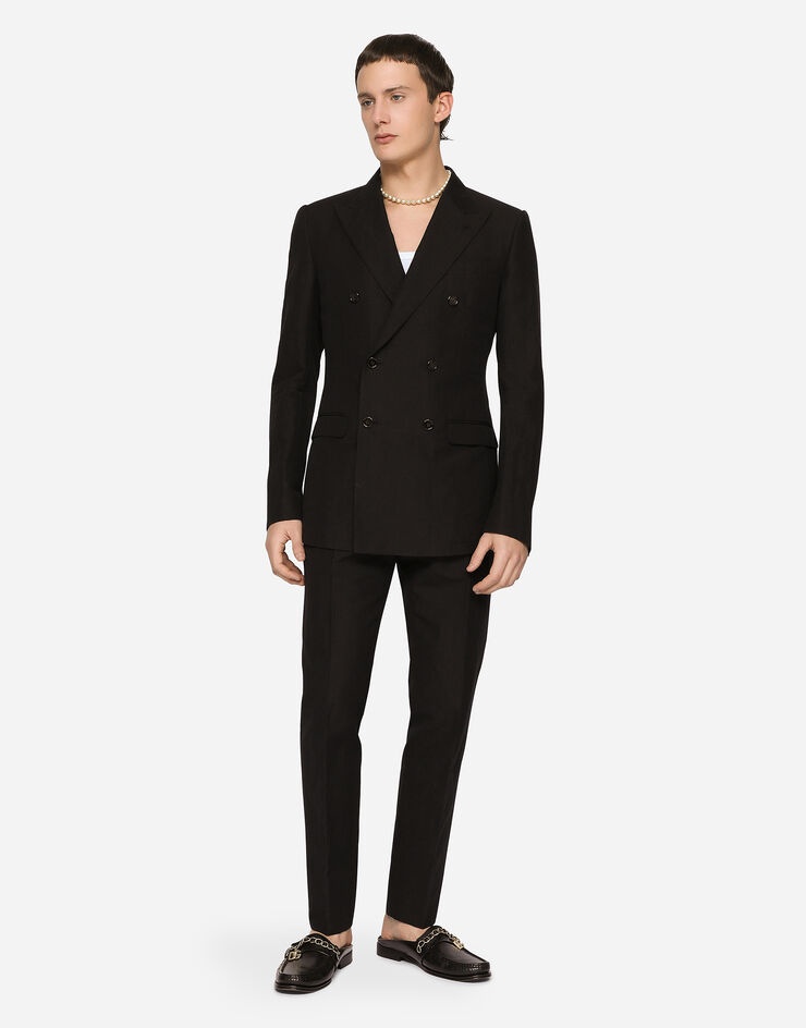 Double-breasted linen and cotton Taormina-fit suit - 3