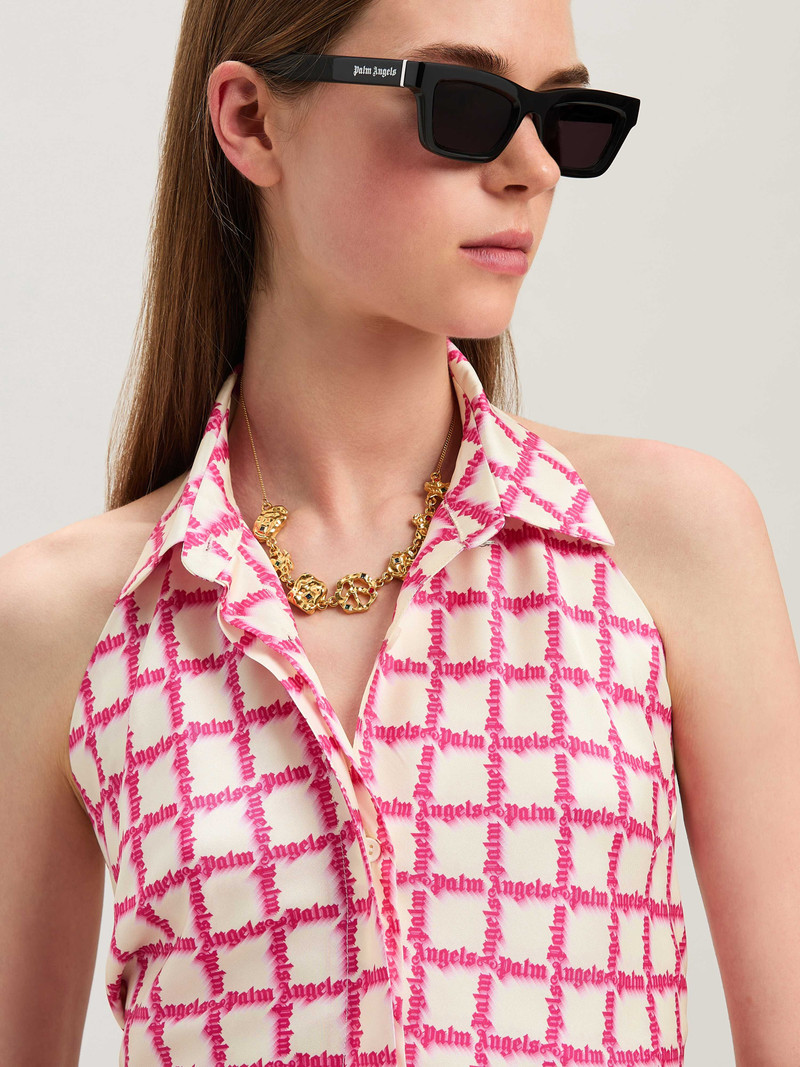 Net logo open back shirt 6