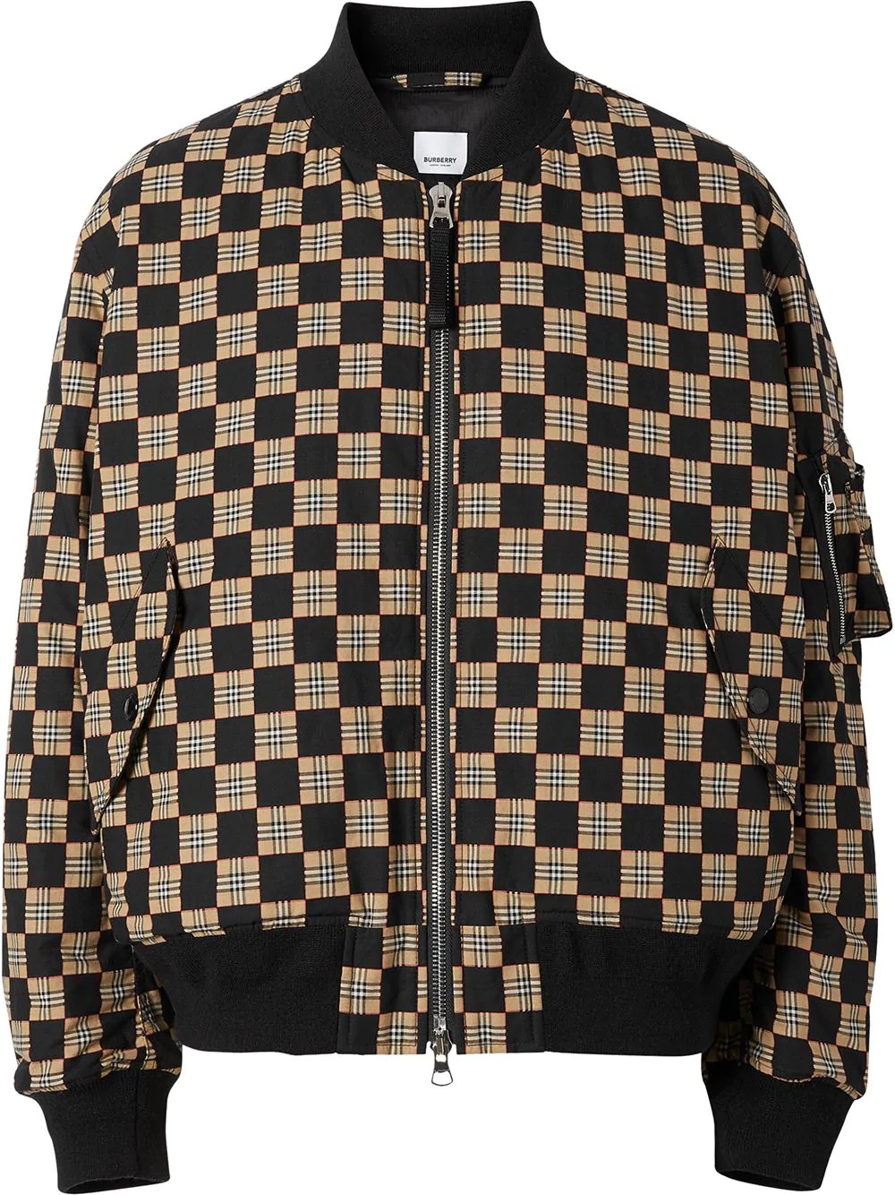 chequer cotton bomber jacket - 1