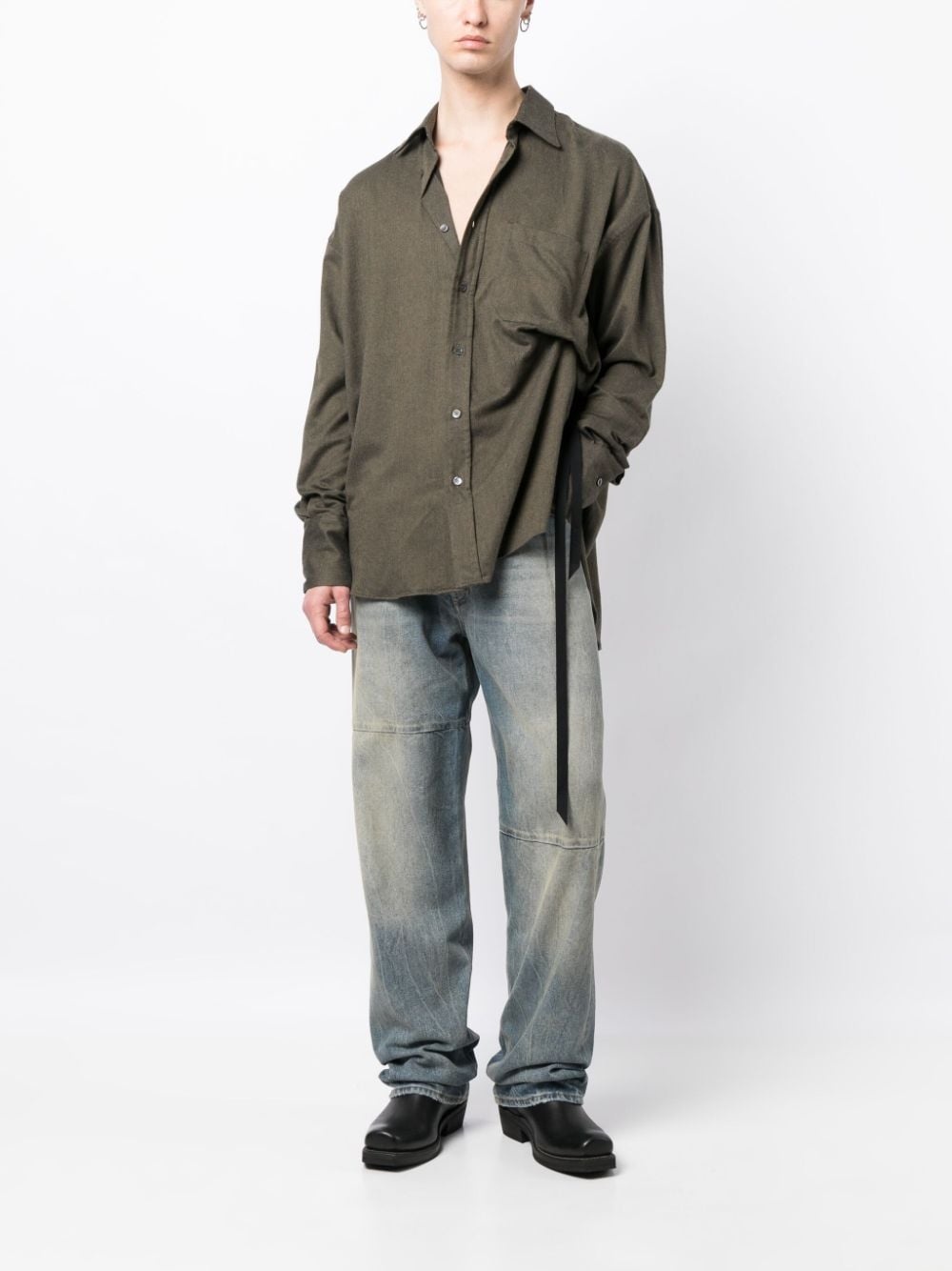 spread-collar cotton shirt - 2