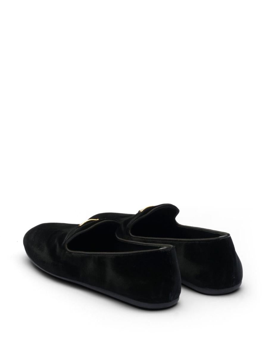 Prada PRADA TRIANGLE-LOGO VELVET LOAFERS | baltini | REVERSIBLE