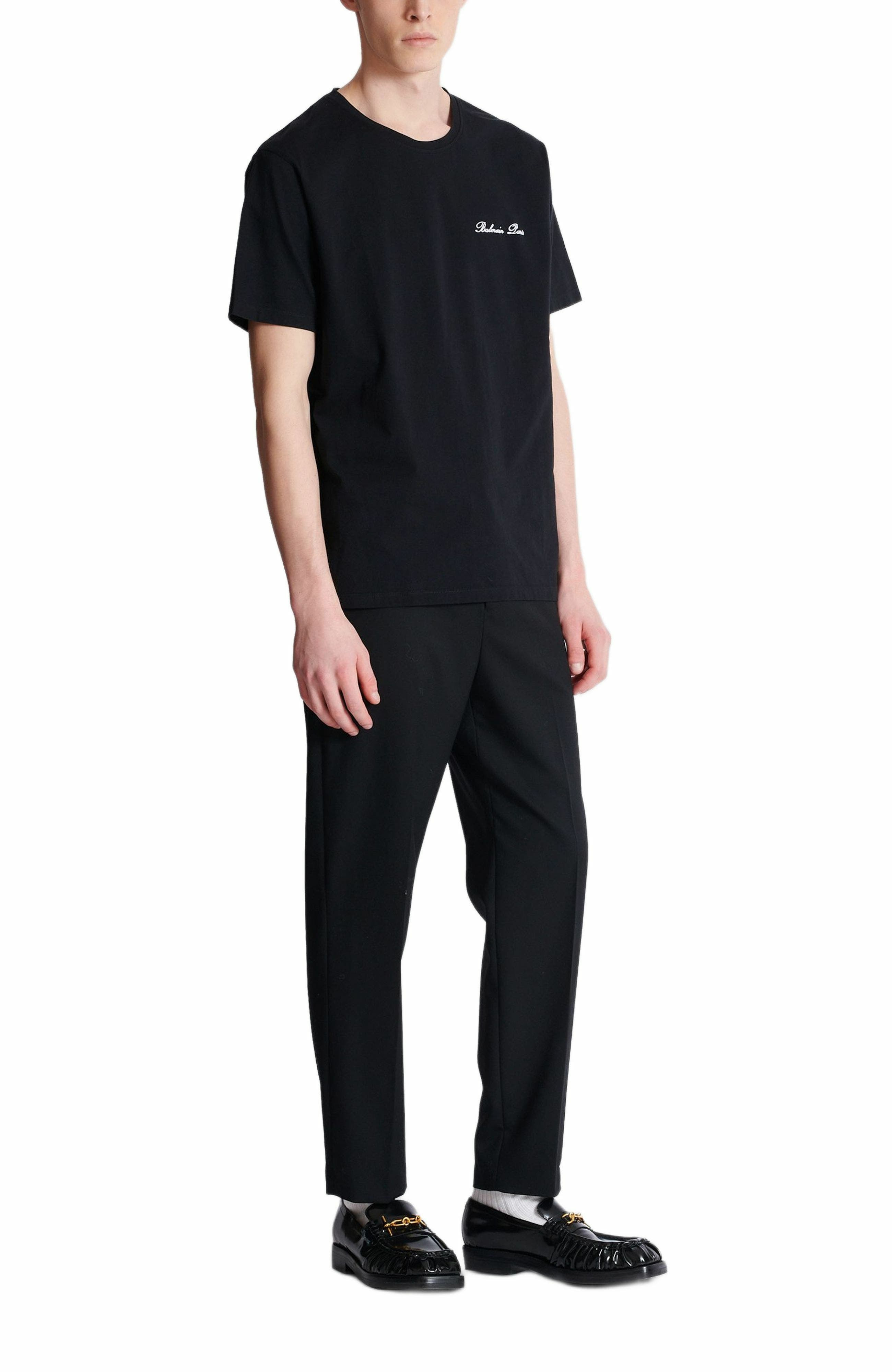Embroidered Balmain Signature T-shirt in Black at Nordstrom - 2