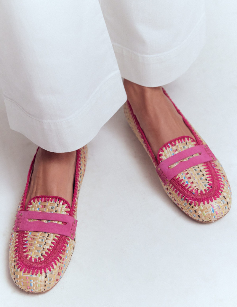 BODEN Classic Penny Loafers-Multi Raffia outlook