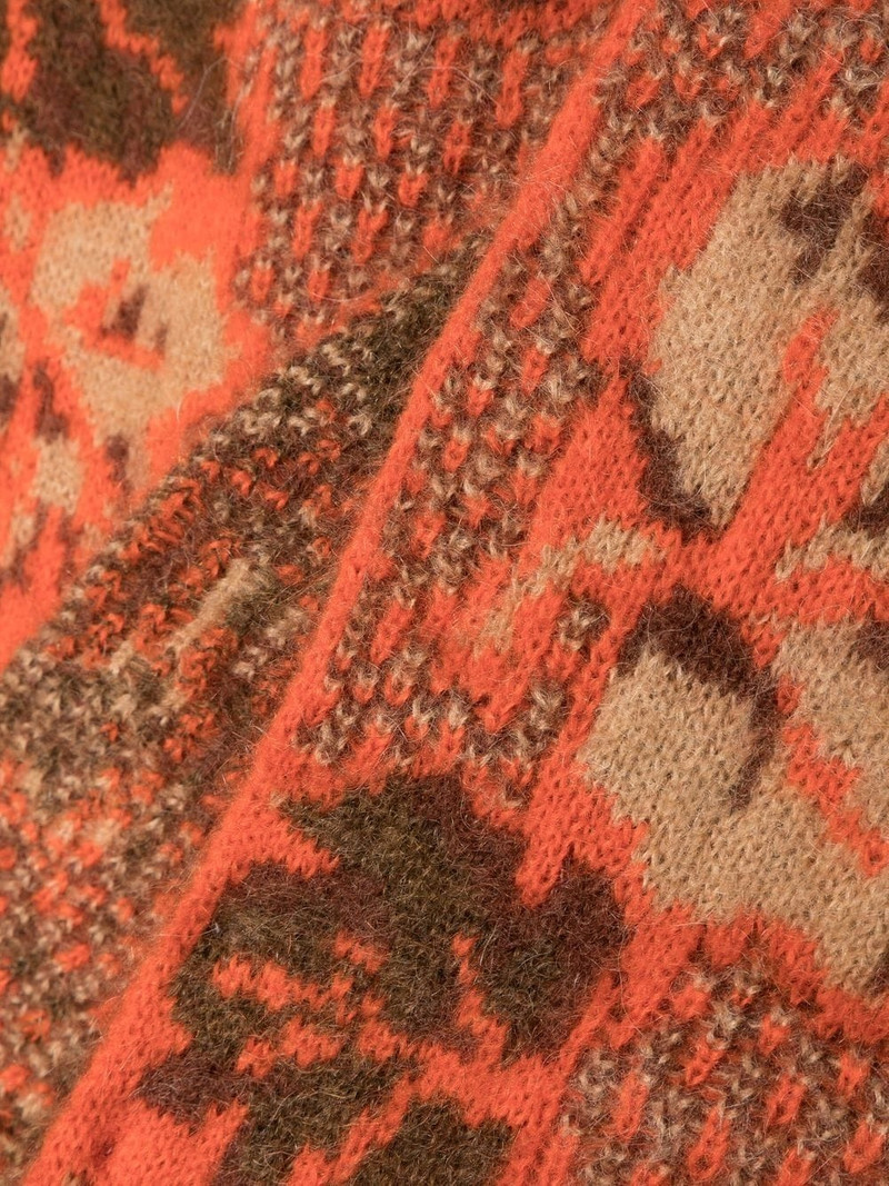 botanical-motif intarsia-knit scarf 3