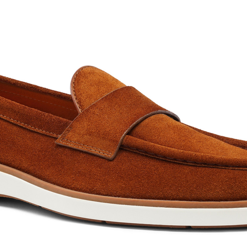 Men's brown suede penny loafer 6