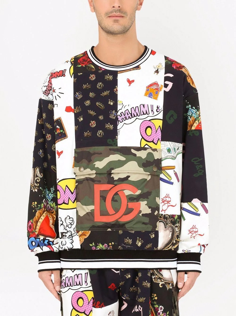 patchwork logo-print sweatshirt - 3