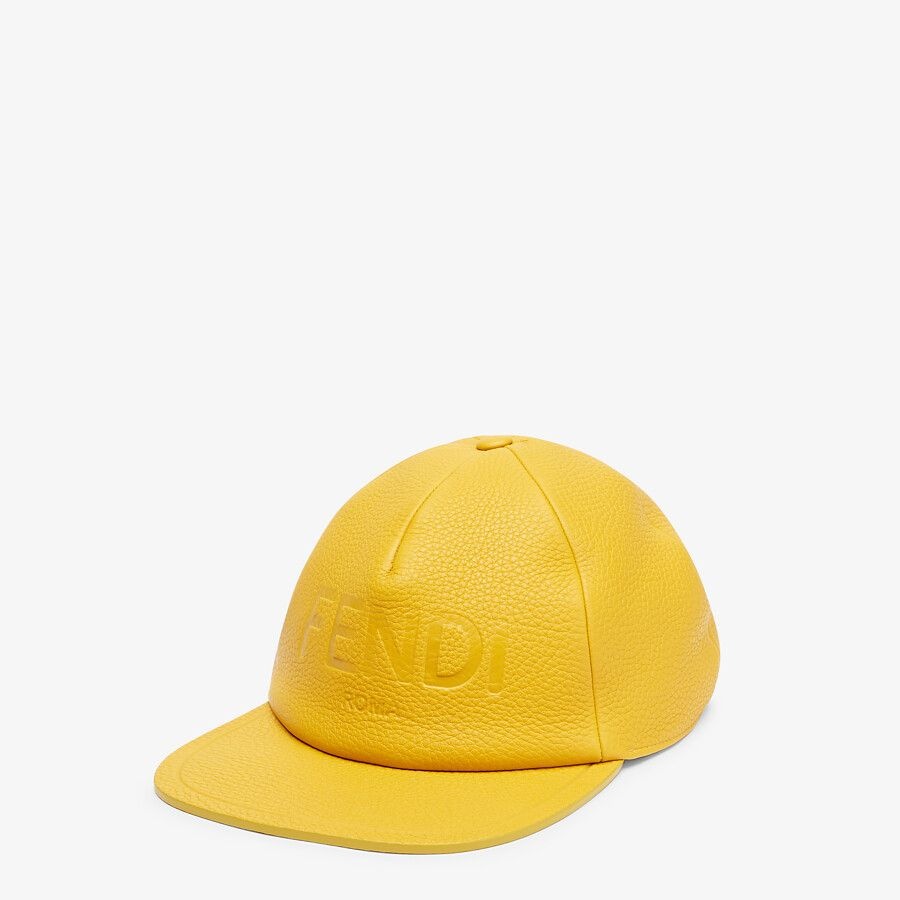 Yellow leather baseball cap - 1