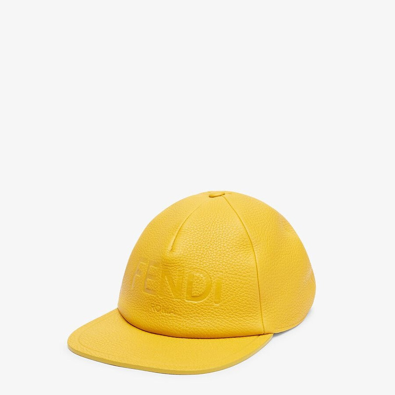 Yellow leather baseball cap 1