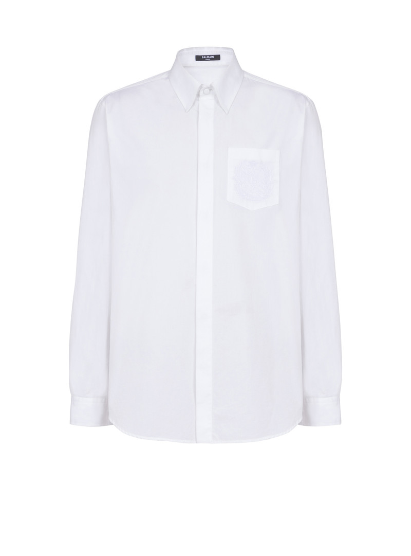 Balmain Écusson embroidered poplin shirt 1