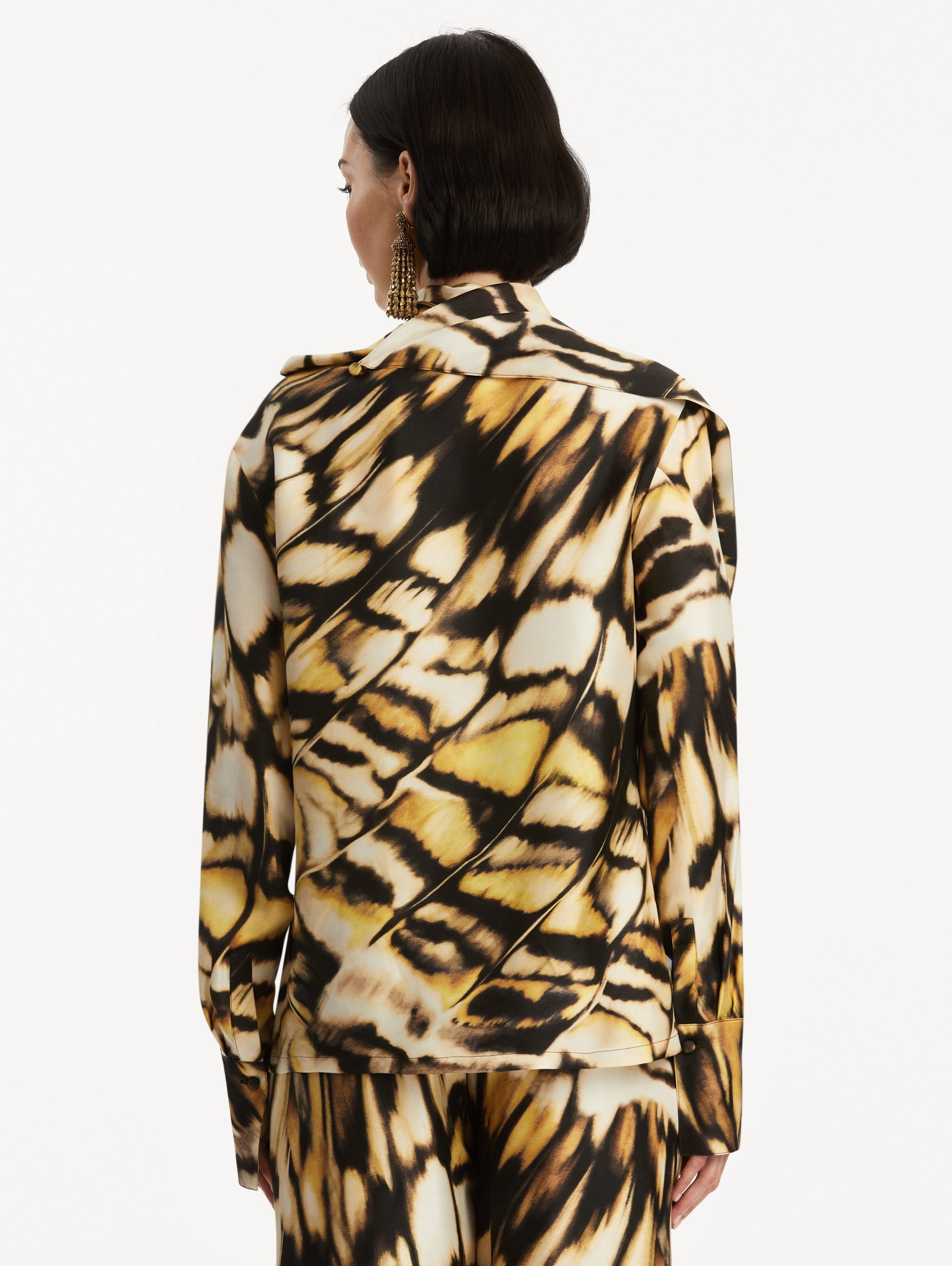 ABSTRACT BUTTERFLY SILK TWILL BLOUSE - 4