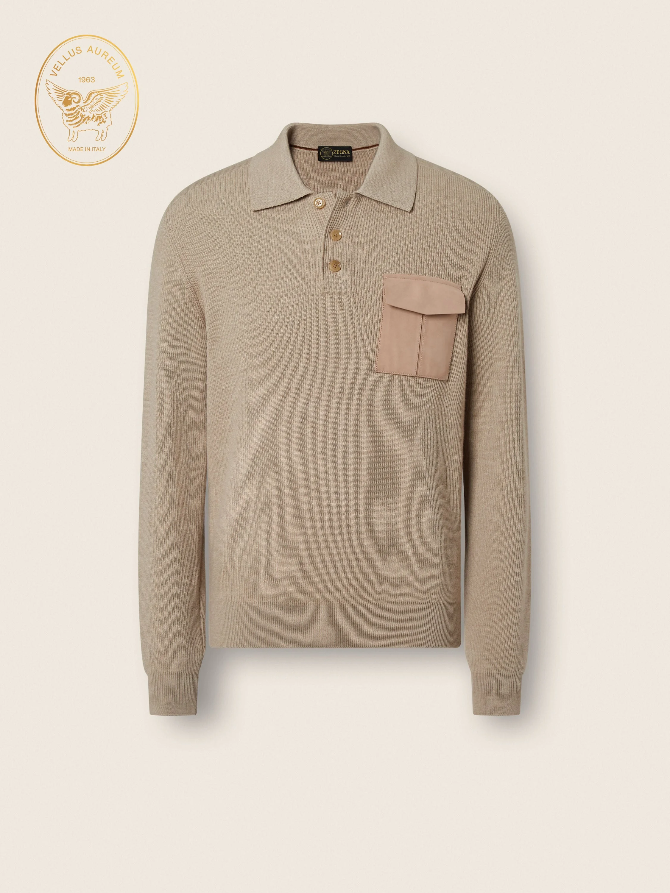 LIGHT TAUPE VELLUS AUREUM POLO SHIRT - 1