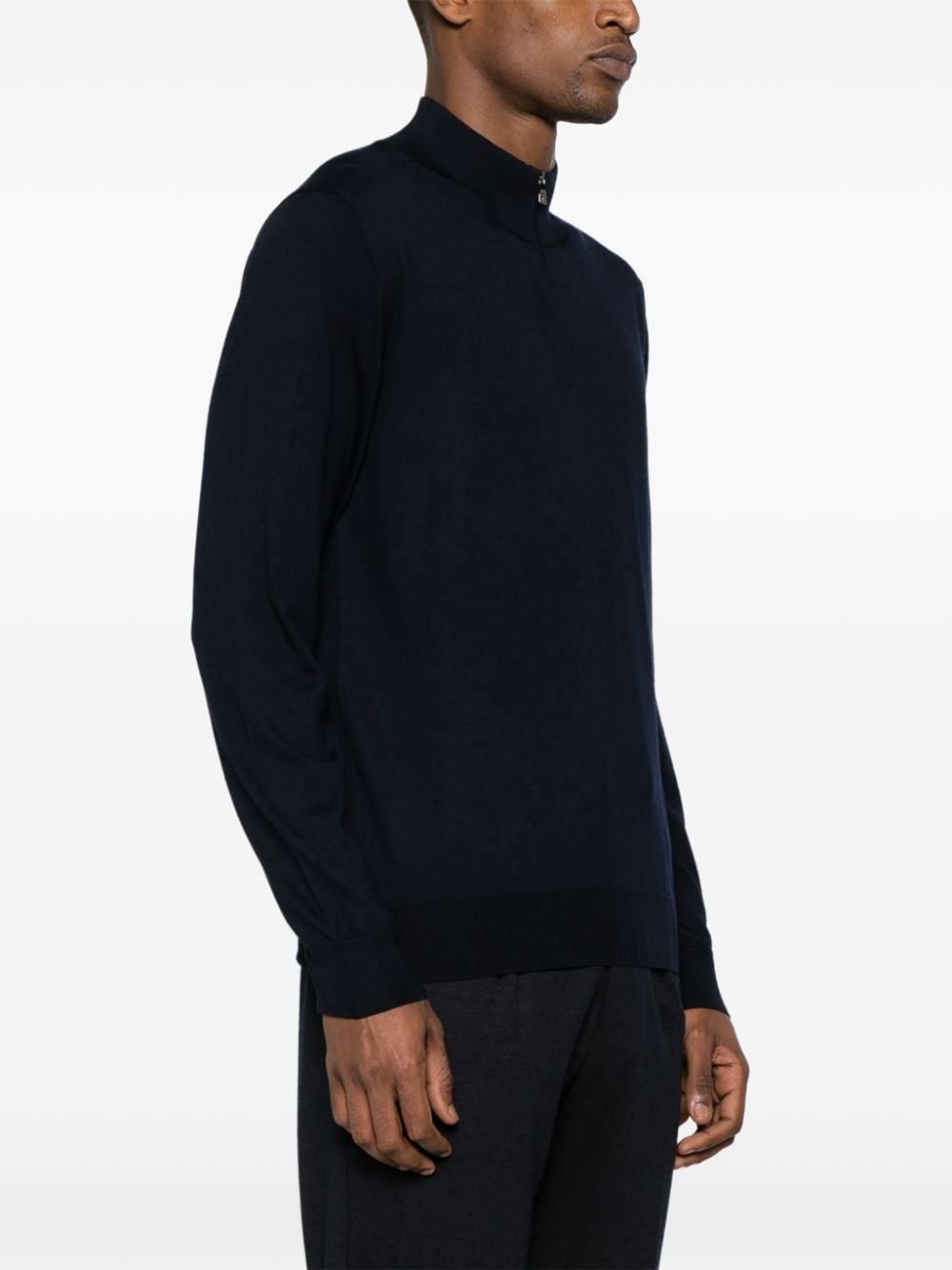 half-zip fine-knit jumper - 3