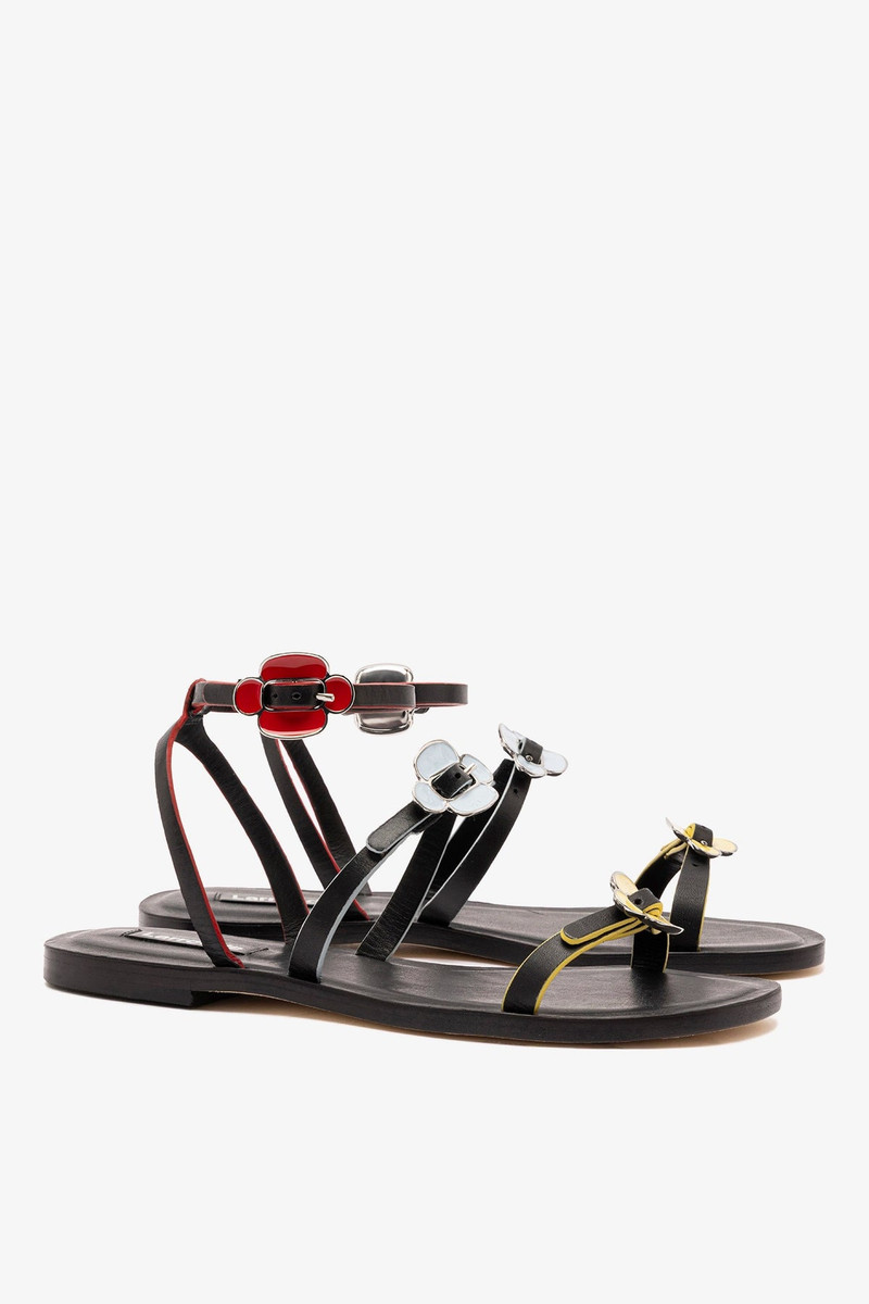 Tinx Flat Sandal In Black Leather 3