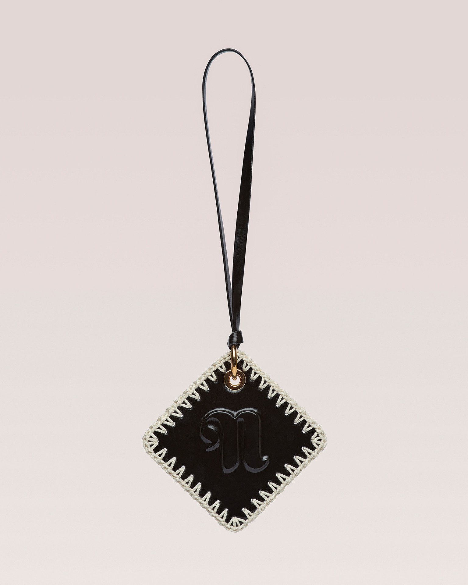 CROCHET KEYRING - Patent alt-nappa keyring - Black/creme - 1