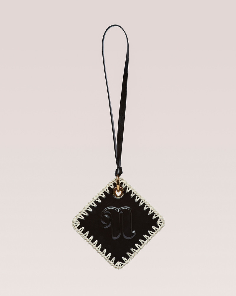CROCHET KEYRING - Patent alt-nappa keyring - Black/creme 1
