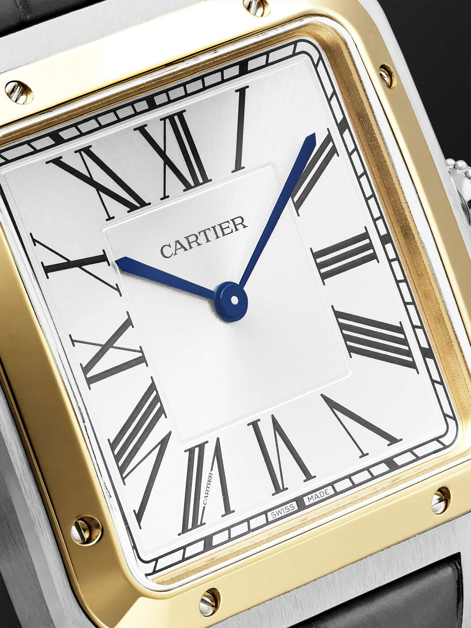 Santos-Dumont Extra-Large Hand-Wound 46.6mm 18-Karat Gold, Stainless Steel and Alligator Watch, Ref. - 5