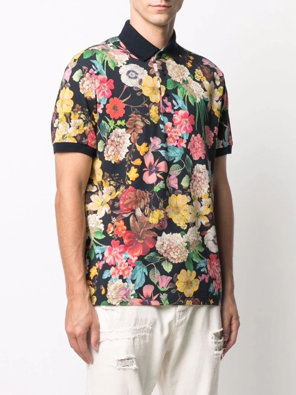 floral-print polo shirt - 3