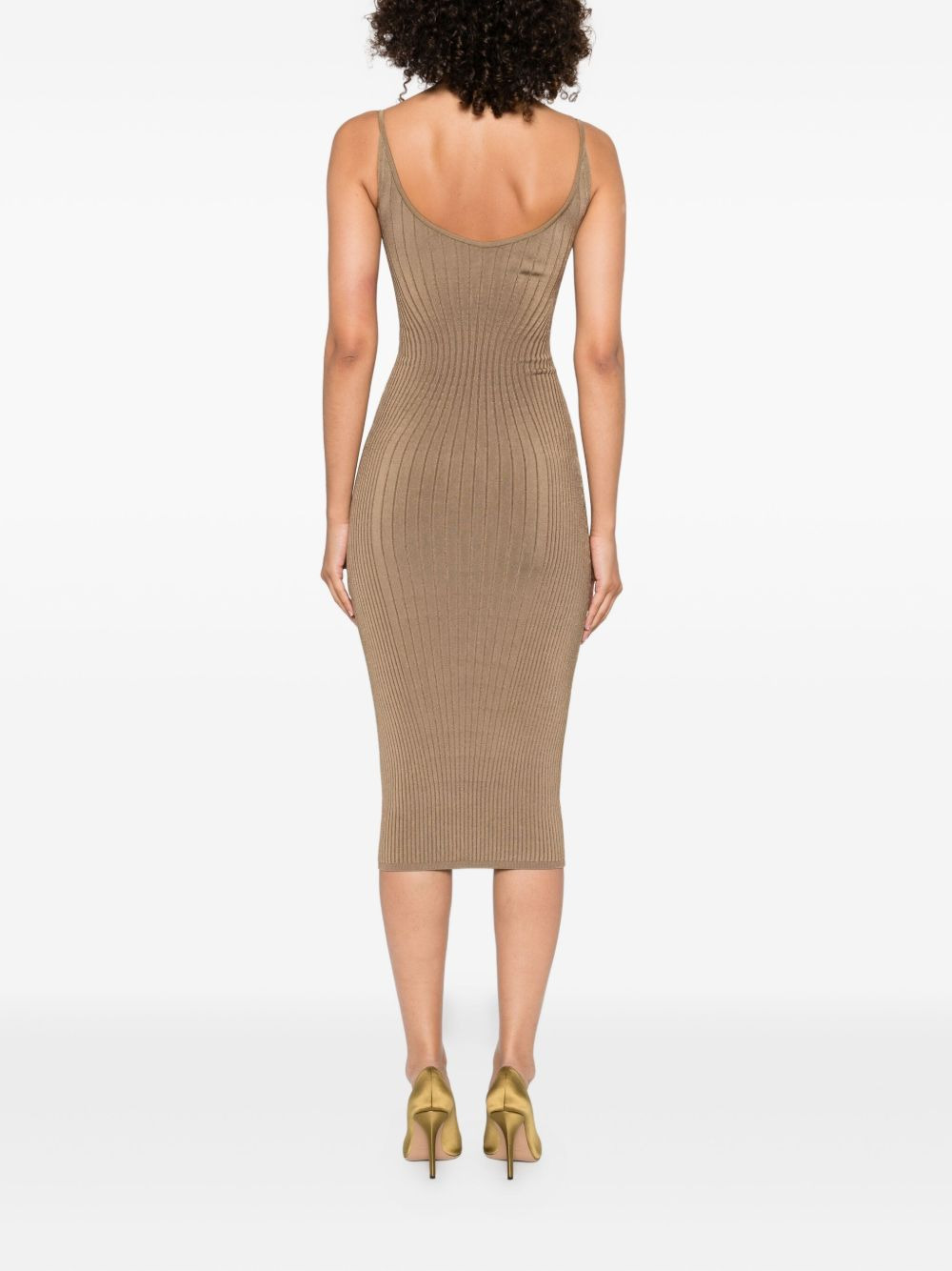 ribbed spaghetti-strap dress - 4
