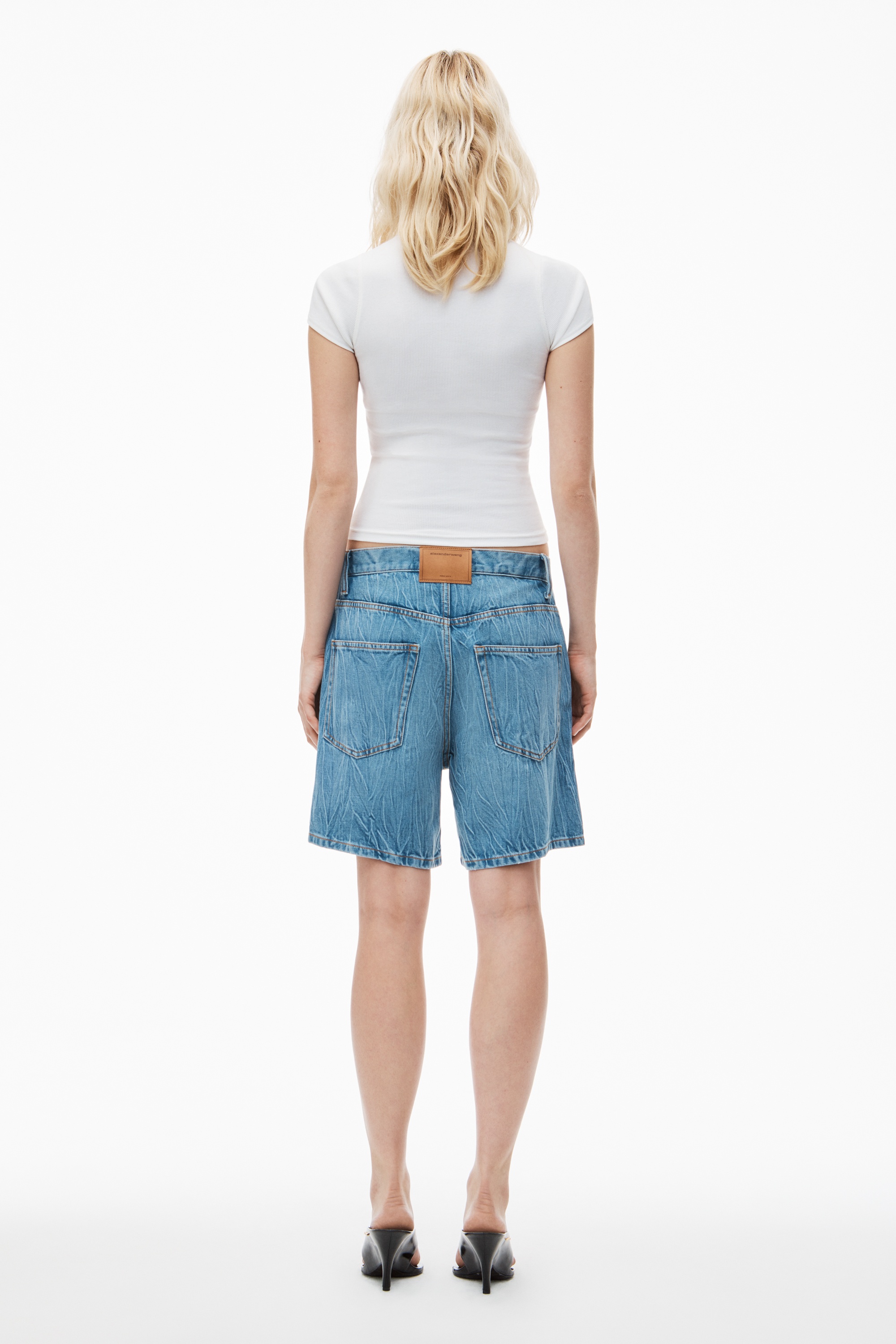 Oversize Mid-Rise Denim Shorts - 4