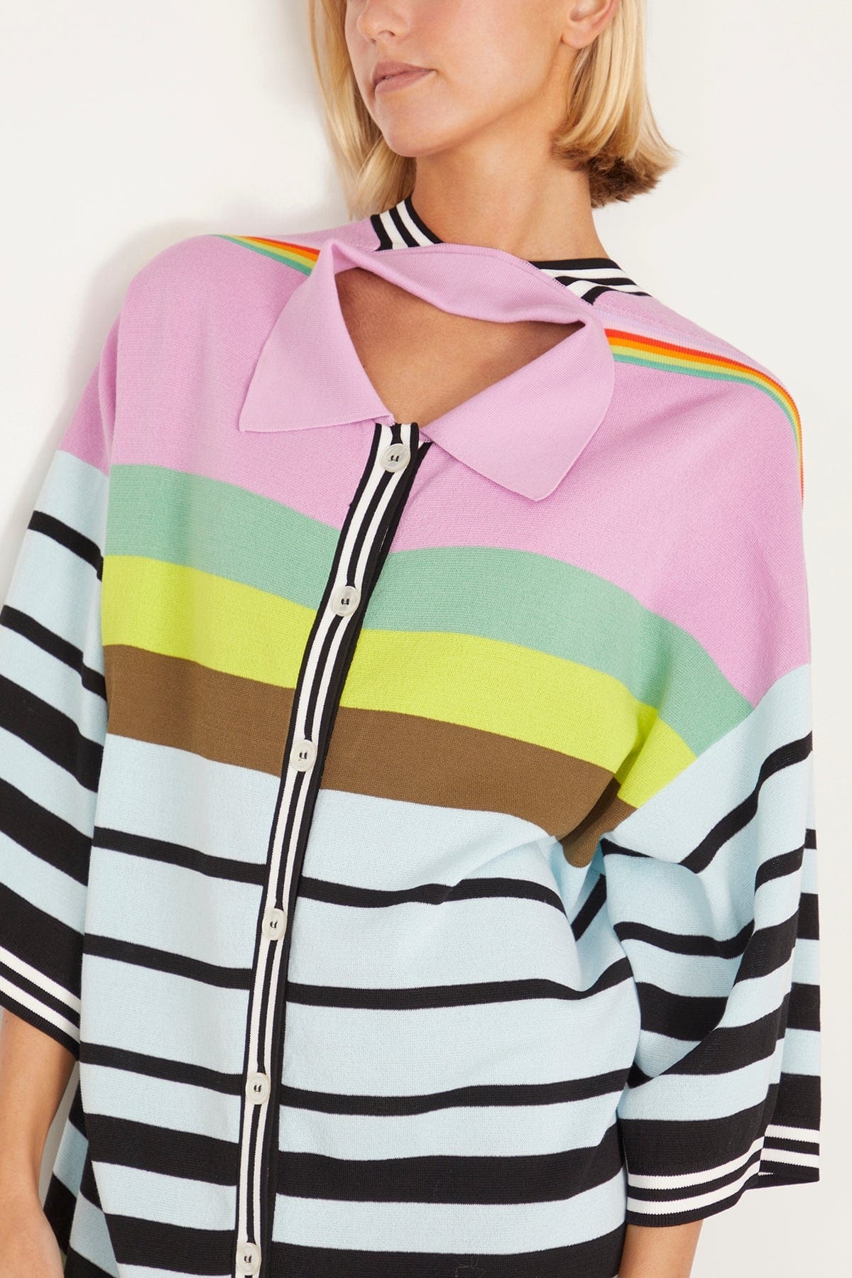 Oversized Convertible Polo Dress in Taro Multi - 5