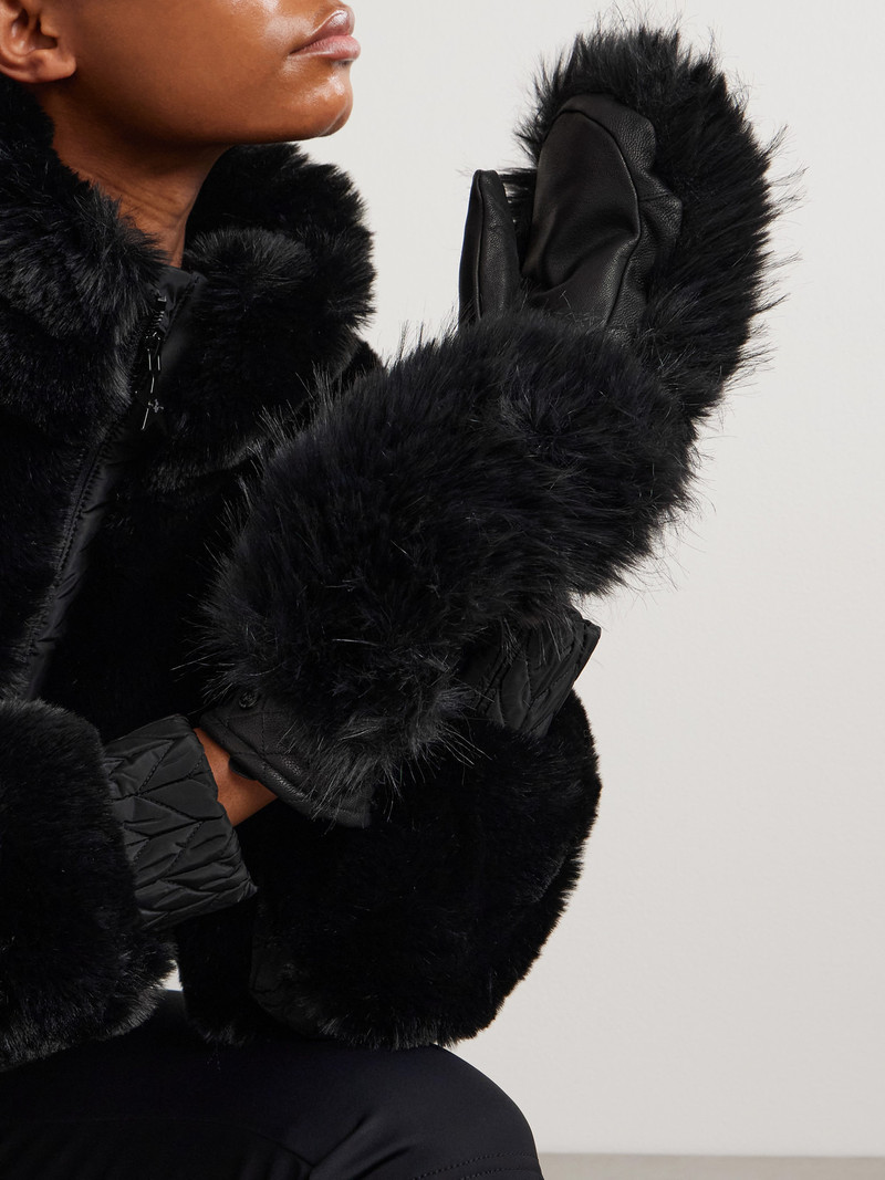 GOLDBERGH Hill Plush-trimmed Padded Leather Ski Gloves outlook