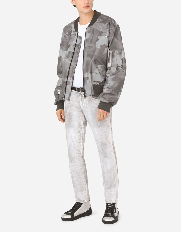 Camouflage-print cotton jacket with logo - 7