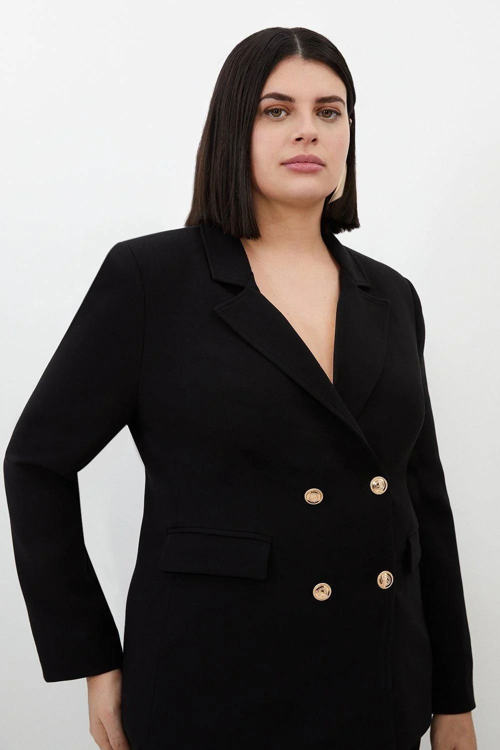 Plus Size Compact Essential Tailored Double Breasted Blazer - 1