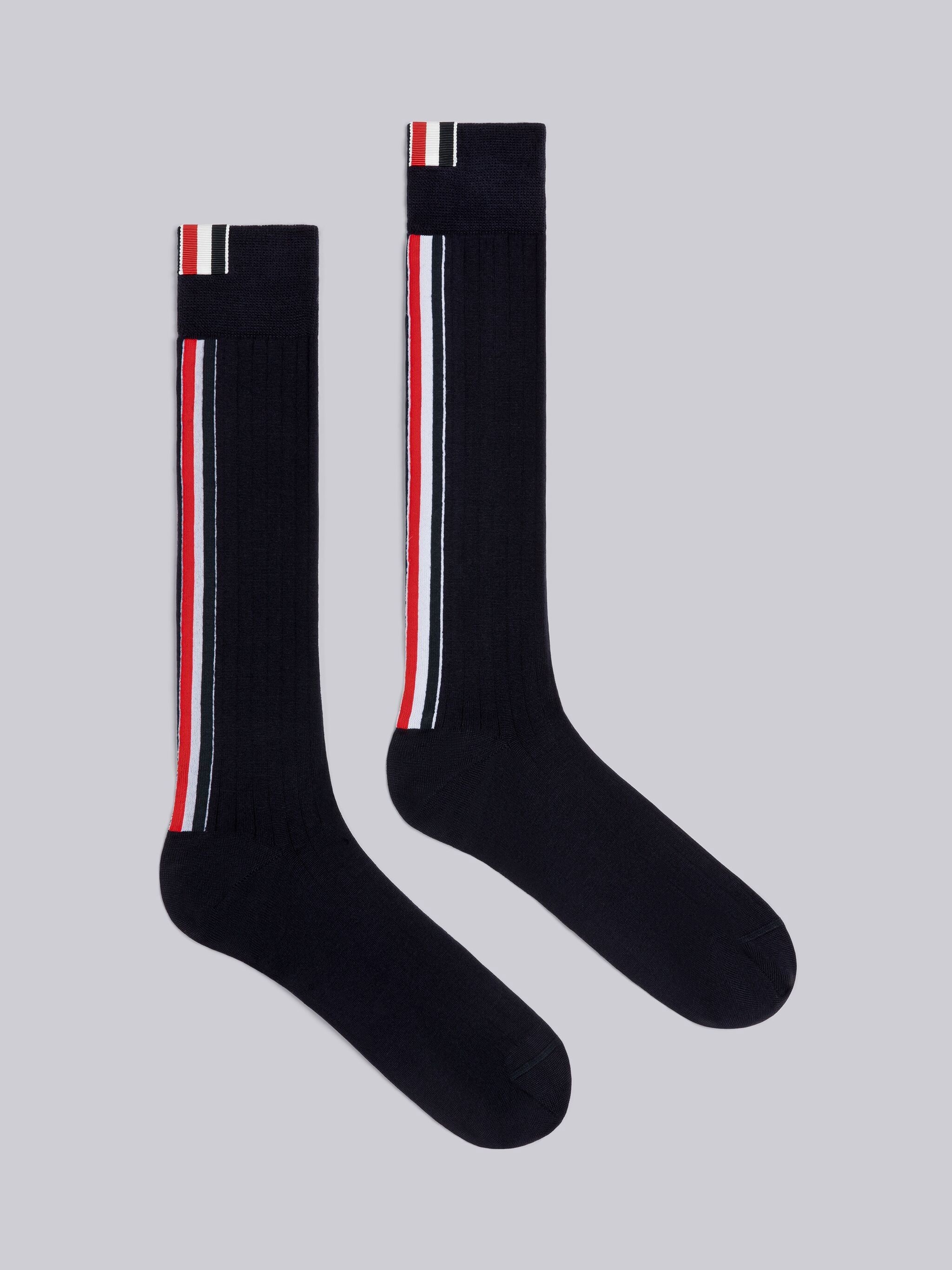 Rib Merino Stripe Over the Calf Socks - 1