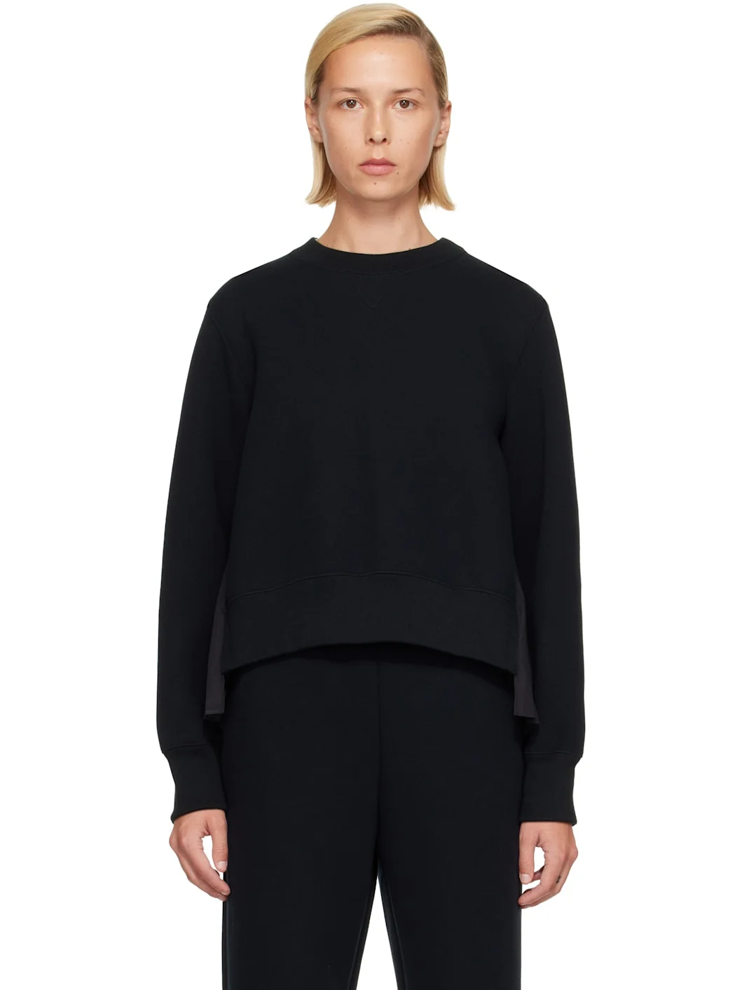 Black Sponge Sweat & Cotton Poplin Sweatshirt - 1