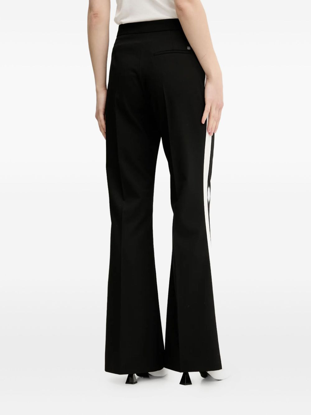 side-stripe flared trousers - 5