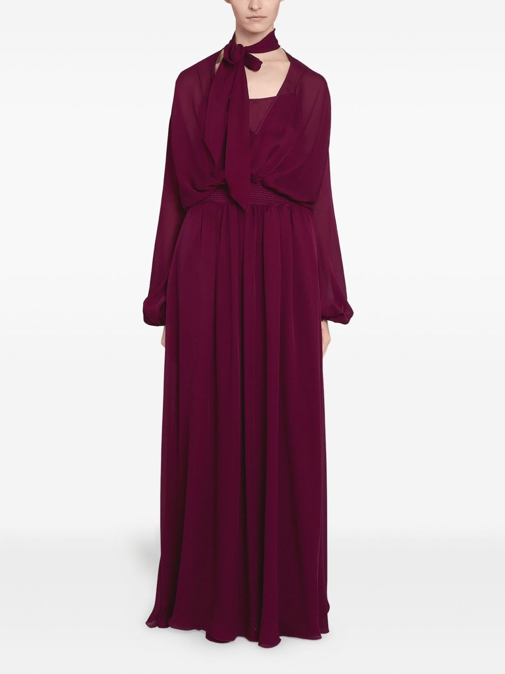 tie-neck silk maxi dress - 6