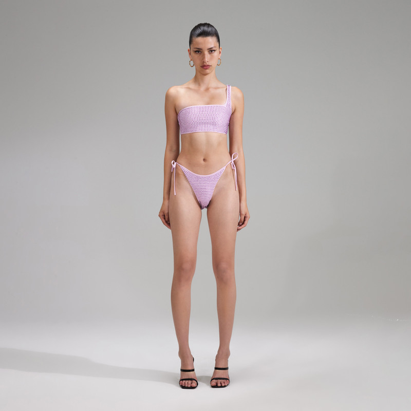 Lilac Rhinestone Brazilian Bikini Briefs - 1
